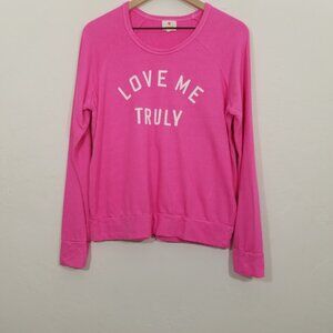 Sundry Love Me Truly Sweatshirt Top Long Sleeve Pullover Pink Size 2